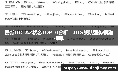 最新DOTA2状态TOP10分析：JDG战队强势领跑榜单